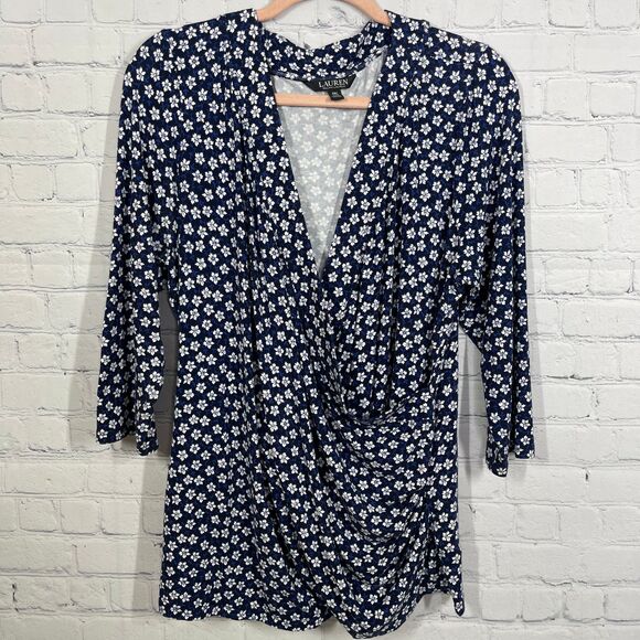 Ralph Lauren Black Label Womens 2X V Neck Wrap Top - Picture 1 of 13